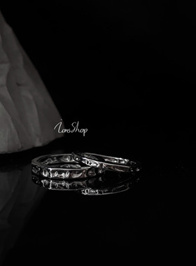 ions shop 原创设计简约锤击素戒指s925纯银饰情侣对戒女尾戒手细