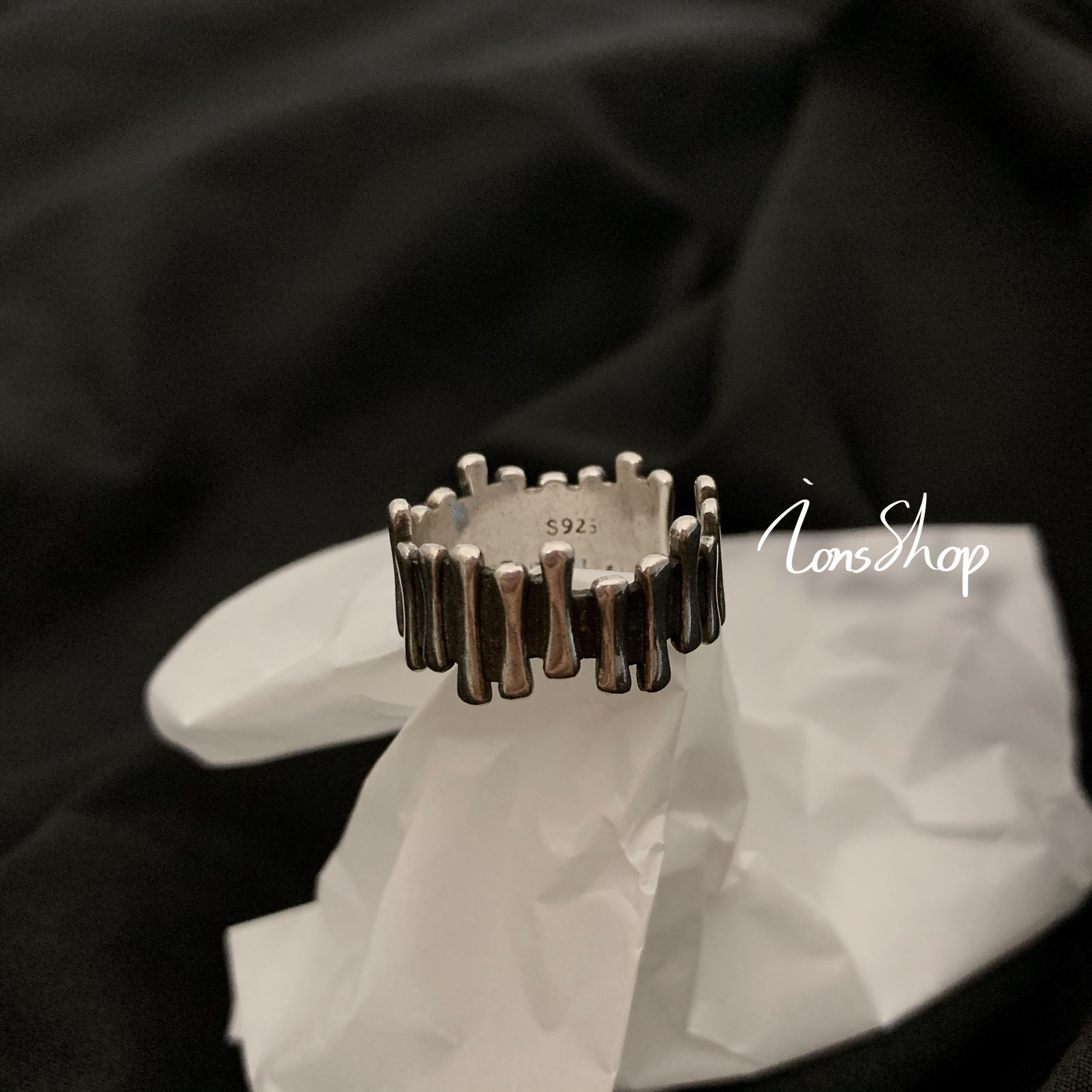 thumbnail for Ions Shop Vintage Irregular Personality Sterling Silver S925 Ring Index Finger Open Ring Hip Hop Cool Wind Men and Women