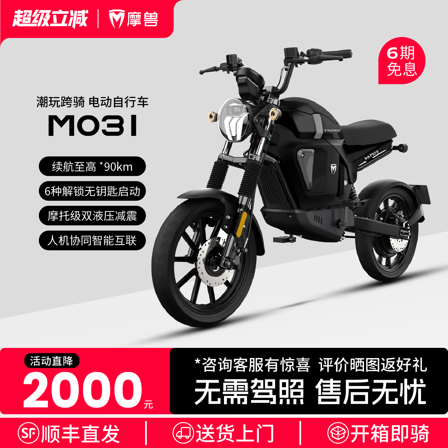 摩兽电动车M03I电动自行车锂电池