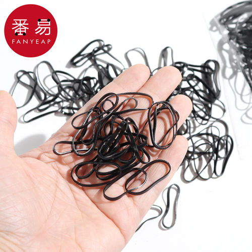 皮筋/一次性A1pn008-橡皮筋女扎头发发圈高弹力耐用黑色胶圈头绳