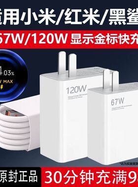 67W充电器超级闪充适用小米11Uitra红米Note12/10/K50K60手机13pro快充插头120W正品K40充电线界扣原装正品