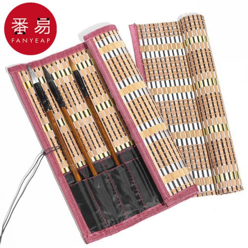 毛笔笔帘A1pn008-水彩笔毛笔袋古风水彩笔笔帘毛笔收纳笔袋卷笔帘