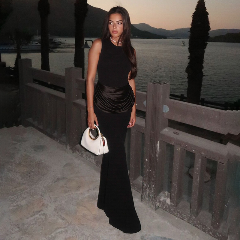 性感高腰修身包臀连衣裙