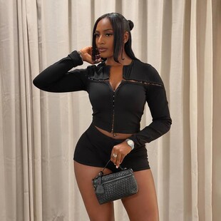 Fashion tight shorts two-piece set 时尚气质紧身短裤两件套装