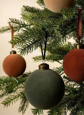 圣诞节装饰北欧ins风红色绒球圣诞球吊饰diy家用套餐圣诞树小挂件