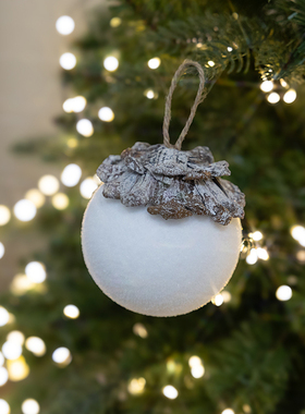 圣诞节装饰品北欧ins风创意白色松果圣诞球挂饰diy圣诞树花环挂件