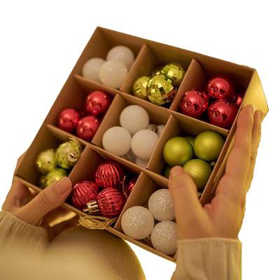 ins风红色3cm圣诞球礼盒套装球