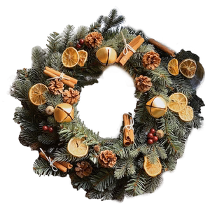 香桔 圣诞装饰品ins风30/50cm圣诞花环门挂铃铛家用酒店橱窗挂件