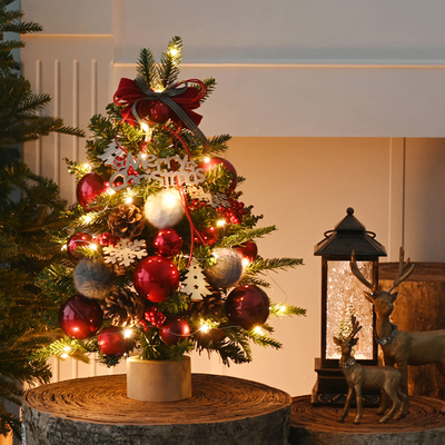 圣诞节装饰北欧ins风小型圣诞树摆件diy套餐居家客厅桌面橱窗布置