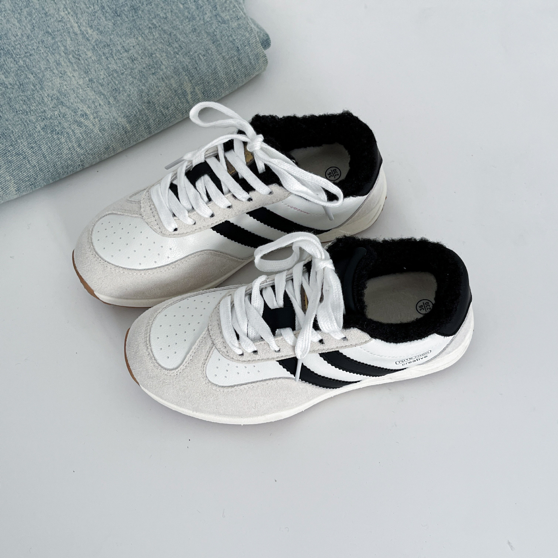 2025秋冬小众设计加绒德训板鞋学生甜美百搭保暖休闲棉鞋远波