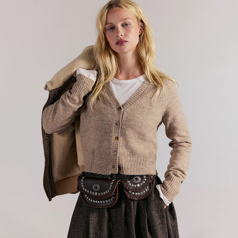 [冬季新品]Free People 针织开衫复古风短款毛衣REVOLVE小众