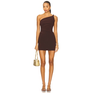 春季 ARIVEN 新品 Bridge 非对称连衣裙巧克力色REVOLVE Bec