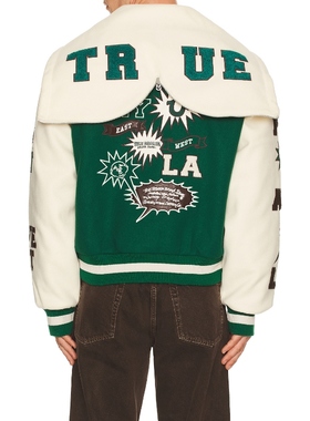 True Religion RETRO 学院风夹克 绿色、白色REVOLVE小众新款