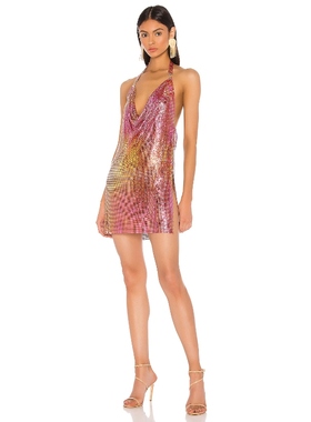 superdown PAULA 垂褶迷你连衣裙revolve时尚小众新款