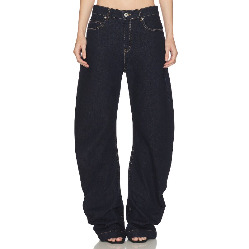 [春季新品]HAELO黑色阔腿弯刀牛仔裤休闲风宽松长裤REVOLVE