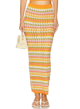 [冬季新品]Ronny Kobo WILKINS 针织半身裙 橙色REVOLVE小众新款