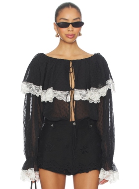 [冬季内搭]For Love & Lemons长袖上装黑色辣妹风REVOLVE小众新款