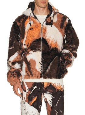 Obey HORSES 羔羊绒夹克 棕色REVOLVE小众新款