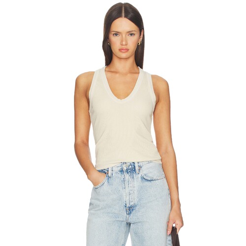 COTTON CITIZEN米白色上衣深V通勤风新品修身背心REVOLVE