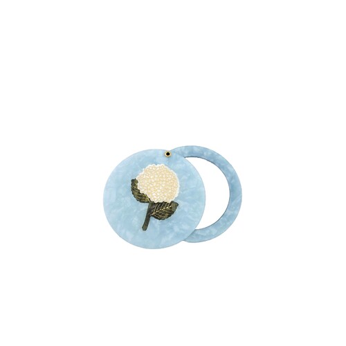 Solar Eclipse Hand-painted Hydrangea Compact Mirror  revolve