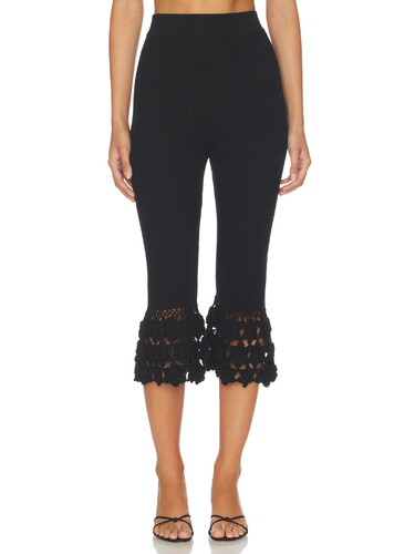Ganni FINE COTTON RIB CROCHET 长裤 revolve小众新款