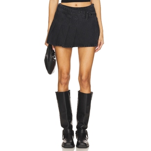 海外直邮 美式 Free 黑色 休闲风REVOLVE小众新 People牛仔裙裤