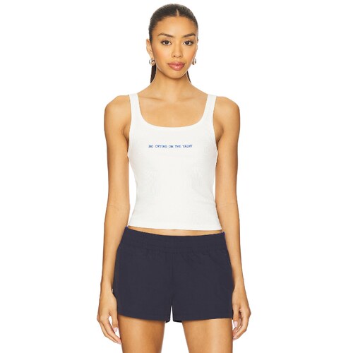 [夏季新品]YLLW THE LABEL白色背心字母印花方领辣妹风REVOLVE