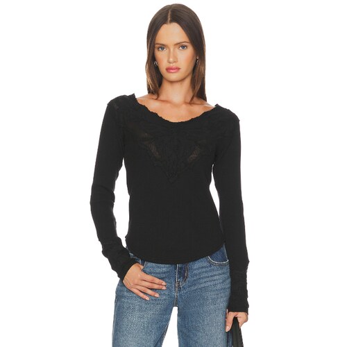 [春季新品]Free People 上衣 黑色修身基础易搭内搭上衣REVOLVE