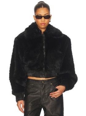 AFRM ADELAIDE 夹克 黑色 运动复古风REVOLVE小众新款