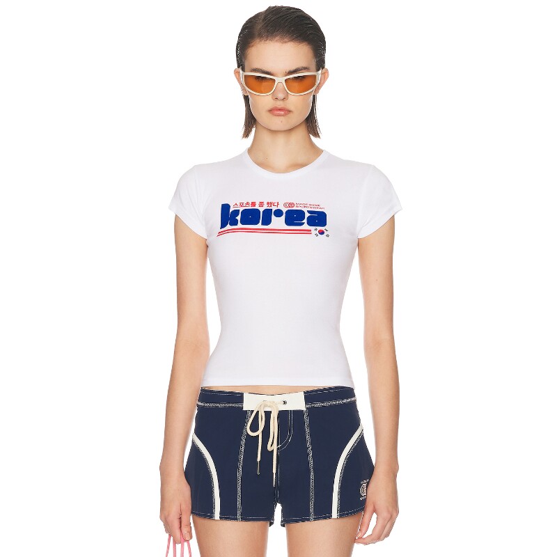 Made Some Sportswear白色上衣印花圆领修身简约风秋冬T恤REVOLVE