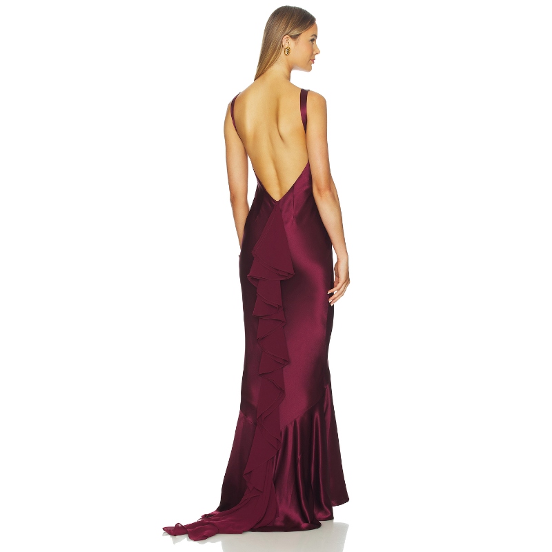 [冬季新品]retrofete AMBROSIA 裙子 酒红色性感礼服REVOLVE