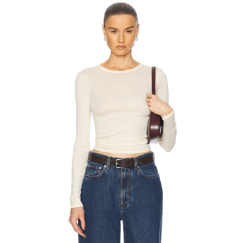 FLORE FLORE OLIVIA 上装 象牙白 y2k辣妹风REVOLVE小众新款