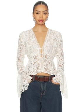 [海外直邮]Free People 蕾丝上装奶油色y2k辣妹风REVOLVE小众新款