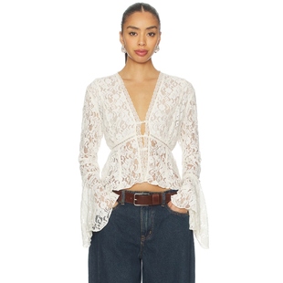 蕾丝上装 People Free 奶油色y2k辣妹风REVOLVE小众新款 海外直邮