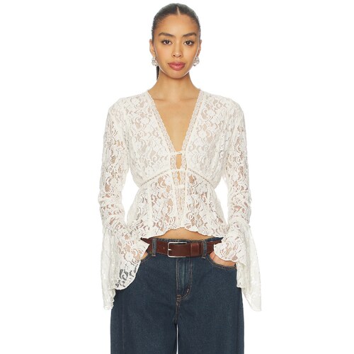 [海外直邮]Free People 蕾丝上衣奶油色y2k辣妹风REVOLVE小众新款