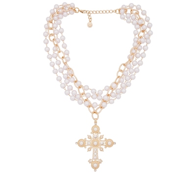 8 Other Reasons CROSS 珍珠项链 金属金色REVOLVE小众新款