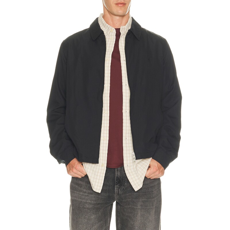 ALLSAINTS黑色夹克翻领常规版型通勤风早秋新品长袖短款REVOLVE