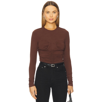 MADISON THE LABEL ESTELLE 上装 巧克力色 y2k辣妹风REVOLVE小众