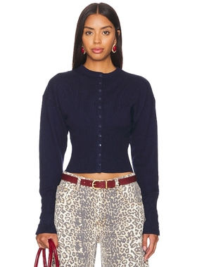 LIONESS 藏青色收腰针织开衫短款外套辣妹风上衣REVOLVE冬季新款