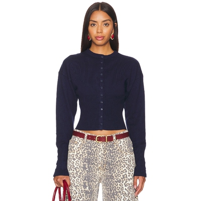 LIONESS 藏青色收腰针织开衫短款外套辣妹风上衣REVOLVE冬季保暖