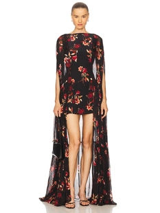 LA FUORI CORALIA 褶皱斗篷连衣裙 revolve小众新款 棕黄色