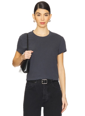 James Perse 深灰色短袖复古风短款辣妹正肩T恤上衣REVOLVE新款