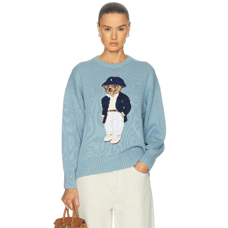 Polo Ralph Lauren浅蓝上装印花圆领休闲毛衣夏REVOLVE