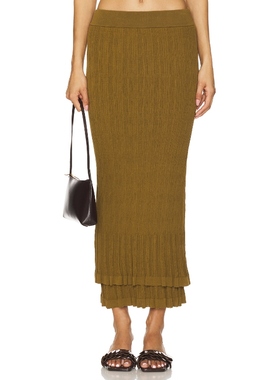 [冬季新品]A.L.C. LEXI 针织半身裙 橄榄色REVOLVE小众新款