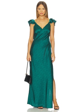 [冬季新品]MORE TO COME绿色长裙低调印花连身裙REVOLVE