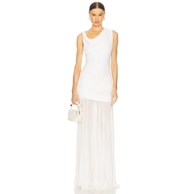 [春季新品]L'Academie 长裙象牙白不规则薄纱连衣裙礼服裙REVOLVE