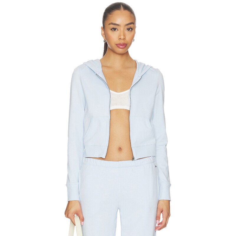 [夏季新品]Vuori浅蓝卫衣绒衫拉链辣妹短款修身上装REVOLVE