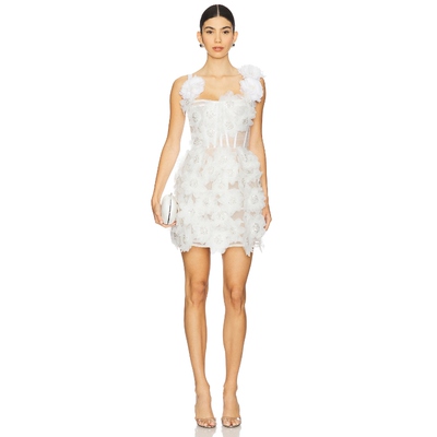 Bronx and Banco 性感薄纱连衣裙女夏 白色短裙REVOLVE小众新款