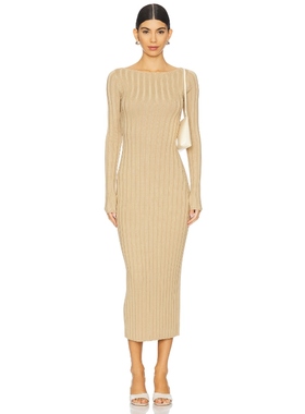 L'Academie长袖针织连衣裙保暖圆领收腰内搭修身裙REVOLVE