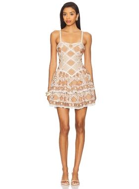 PatBO BOSSA 钩针迷你连衣裙女夏 米色REVOLVE小众新款